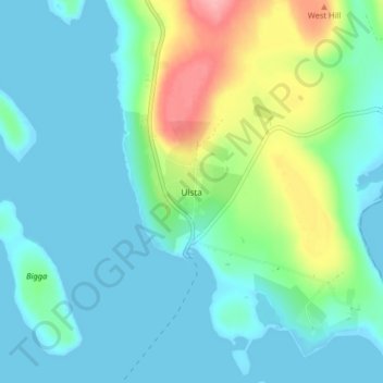 Mappa topografica Ulsta, altitudine, rilievo