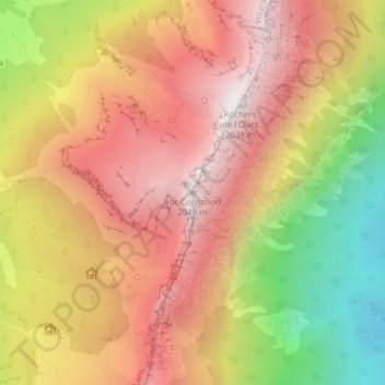 Mappa topografica Roc Cornafion, altitudine, rilievo