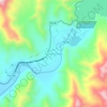 Mappa topografica Gallito Ciego, altitudine, rilievo