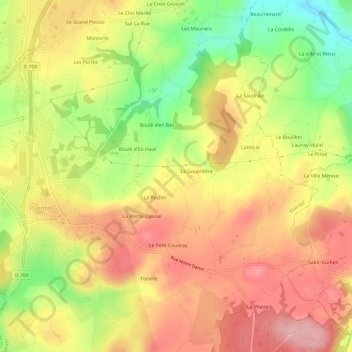 Mappa topografica Brangolo, altitudine, rilievo