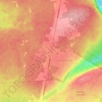 Mappa topografica Killarney Road, altitudine, rilievo