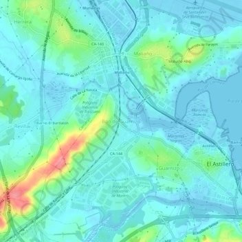 Mappa topografica Boo de Guarnizo, altitudine, rilievo