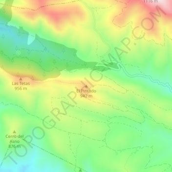 Mappa topografica El Pintado, altitudine, rilievo