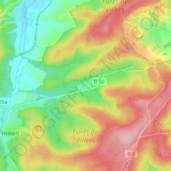 Mappa topografica Villers-Bettnach, altitudine, rilievo