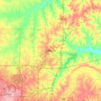 Mappa topografica Edmond, altitudine, rilievo