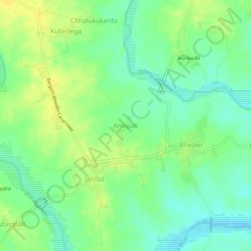 Mappa topografica Amlipali, altitudine, rilievo