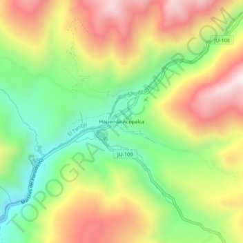 Mappa topografica Hacienda Acopalca, altitudine, rilievo