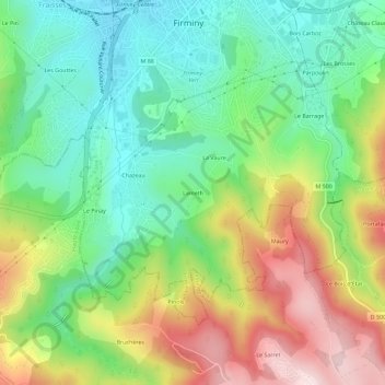 Mappa topografica Lameth, altitudine, rilievo