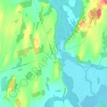 Mappa topografica Keene, altitudine, rilievo