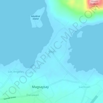 Mappa topografica Rizal, altitudine, rilievo