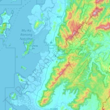 Mappa topografica Ratchakrut, altitudine, rilievo