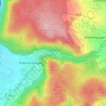 Mappa topografica Schedetal, altitudine, rilievo