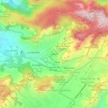 Mappa topografica La Cruz, altitudine, rilievo