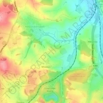 Mappa topografica Greatoak Cross, altitudine, rilievo