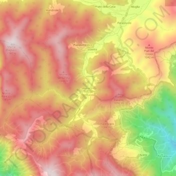 Mappa topografica Ventarola, altitudine, rilievo