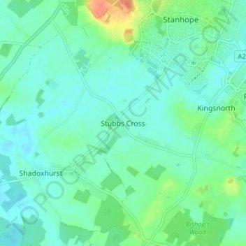 Mappa topografica Stubbs Cross, altitudine, rilievo