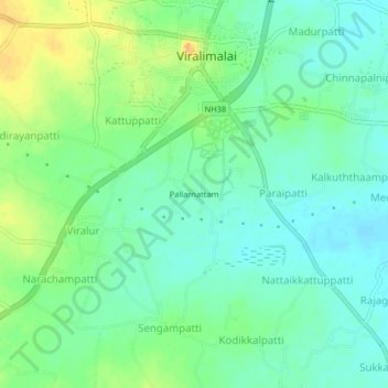 Mappa topografica Pallarnattam, altitudine, rilievo