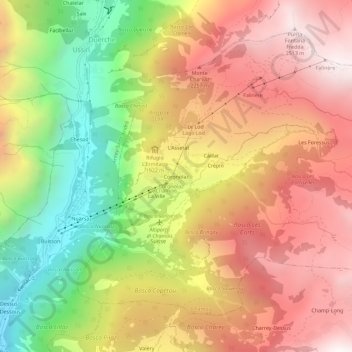 Mappa topografica Corgnolaz, altitudine, rilievo