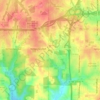 Mappa topografica Barry, altitudine, rilievo