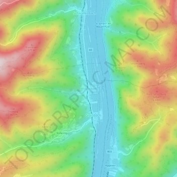 Mappa topografica Willendorf, altitudine, rilievo