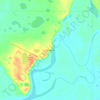 Mappa topografica Shungnak, altitudine, rilievo
