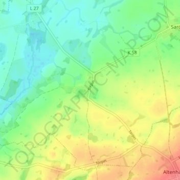 Mappa topografica Törpin, altitudine, rilievo