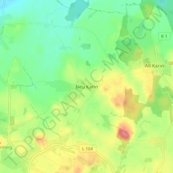 Mappa topografica Neu Karin, altitudine, rilievo
