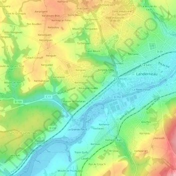 Mappa topografica Kerautret Huella, altitudine, rilievo