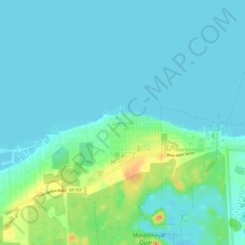 Mappa topografica Lakeside, altitudine, rilievo