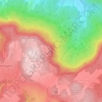 Mappa topografica Hangender Stein, altitudine, rilievo