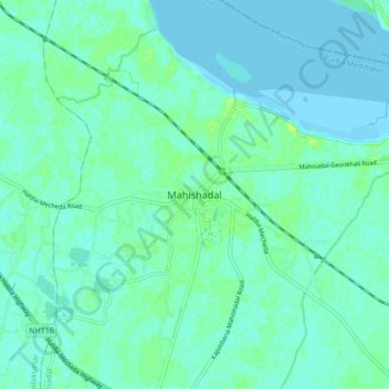 Mappa topografica Mahishadal, altitudine, rilievo