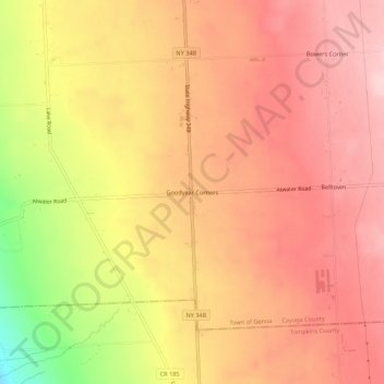 Mappa topografica Goodyear Corners, altitudine, rilievo