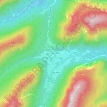 Mappa topografica Zgornja Radovna, altitudine, rilievo