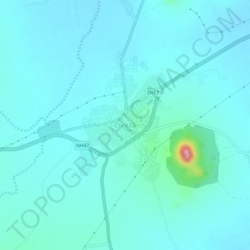 Mappa topografica Chotila, altitudine, rilievo