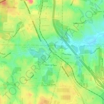Mappa topografica Conley, altitudine, rilievo