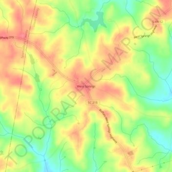 Mappa topografica West Springs, altitudine, rilievo
