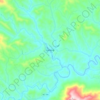 Mappa topografica Lansing, altitudine, rilievo