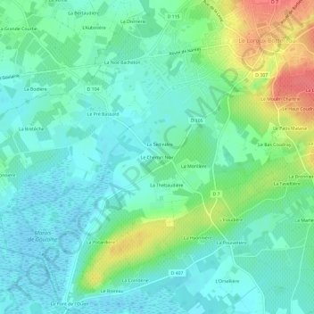 Mappa topografica Le Chemin Noir, altitudine, rilievo