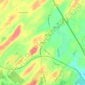 Mappa topografica Rockville, altitudine, rilievo