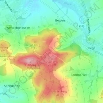 Mappa topografica Blomenstein, altitudine, rilievo