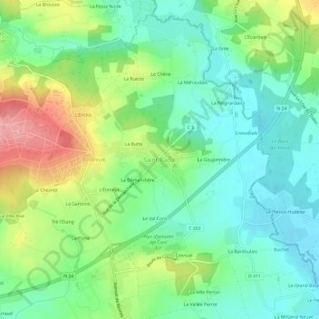 Mappa topografica Saint-Raoul, altitudine, rilievo