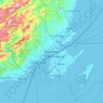 Mappa topografica Mandaue, altitudine, rilievo