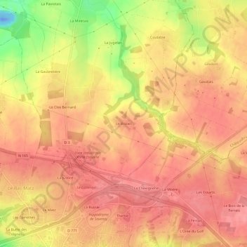 Mappa topografica Le Brizais, altitudine, rilievo
