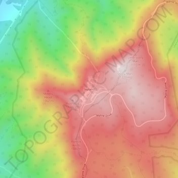 Mappa topografica Skyland, altitudine, rilievo