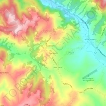 Mappa topografica Case Bacci, altitudine, rilievo