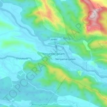Mappa topografica Neriamangalam, altitudine, rilievo
