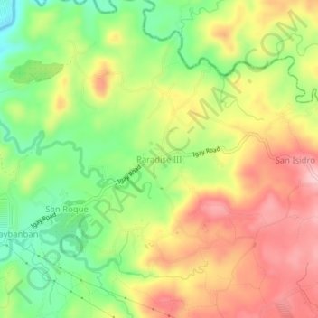 Mappa topografica Paradise III, altitudine, rilievo
