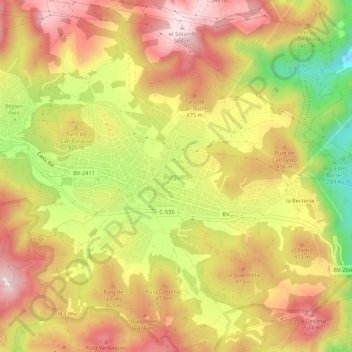 Mappa topografica Begues, altitudine, rilievo