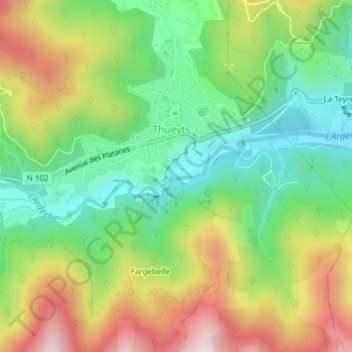 Mappa topografica Pont du Diable, altitudine, rilievo