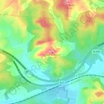 Mappa topografica Sant Simplici, altitudine, rilievo